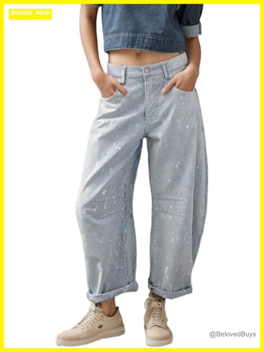 Wide Leg Barrel Denim Jeans Y2K Baggy Striped Casual Pants